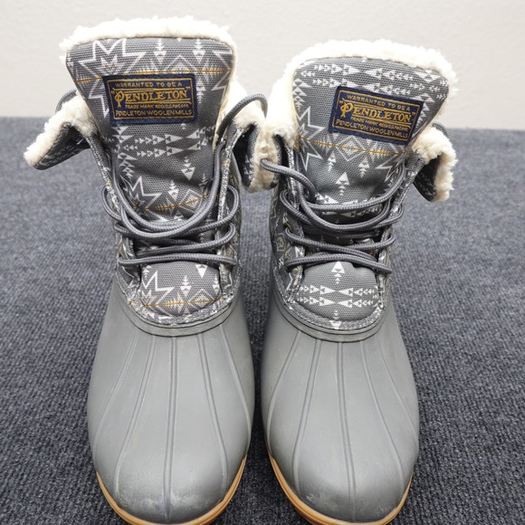 Pendleton Shoes - Pendleton Duck Boots Shearling Lined Southwestern Geometric Women's 9 Gray